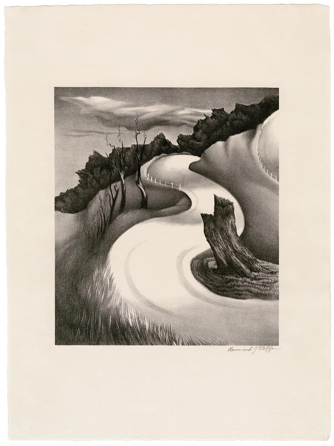 S Curve —WPA era lithograph - Print by Bernard Steffen