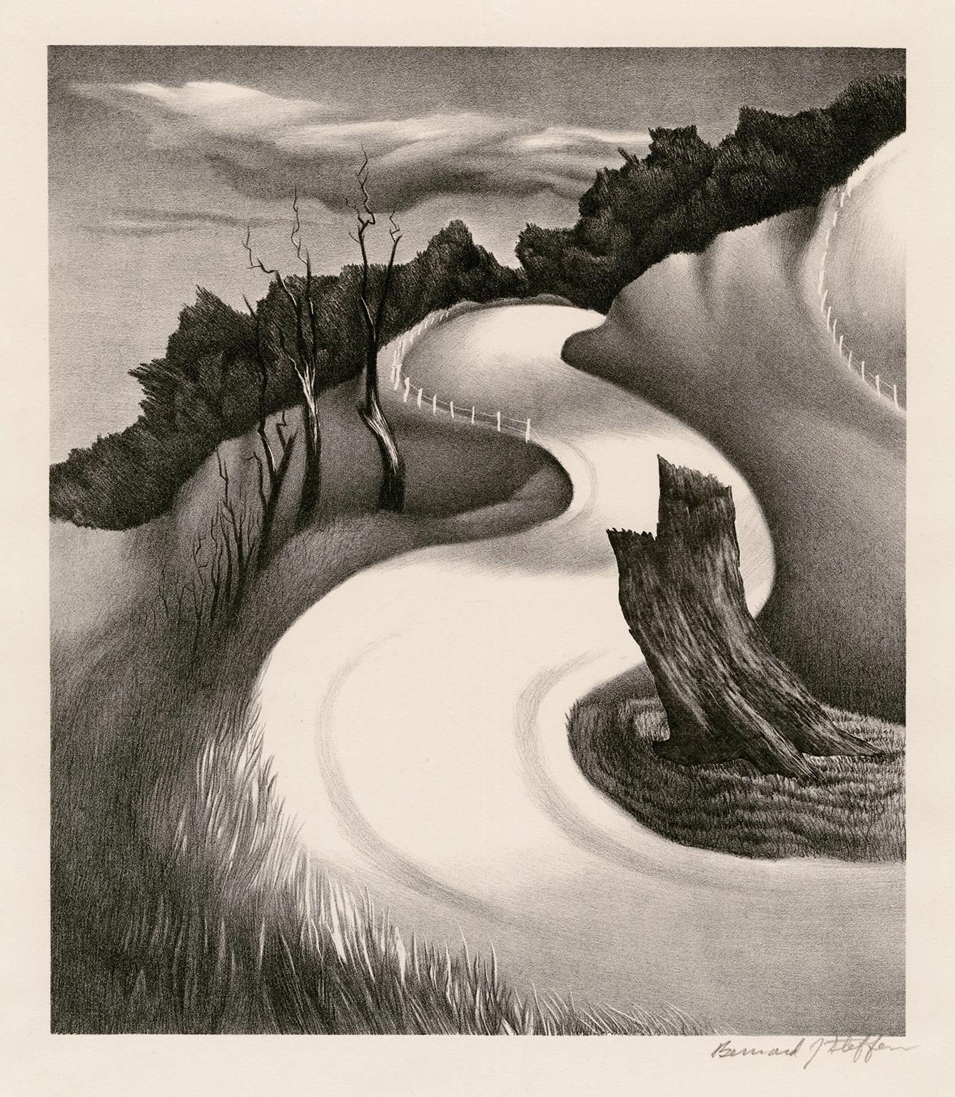 Bernard Steffen Figurative Print - S Curve —WPA era lithograph