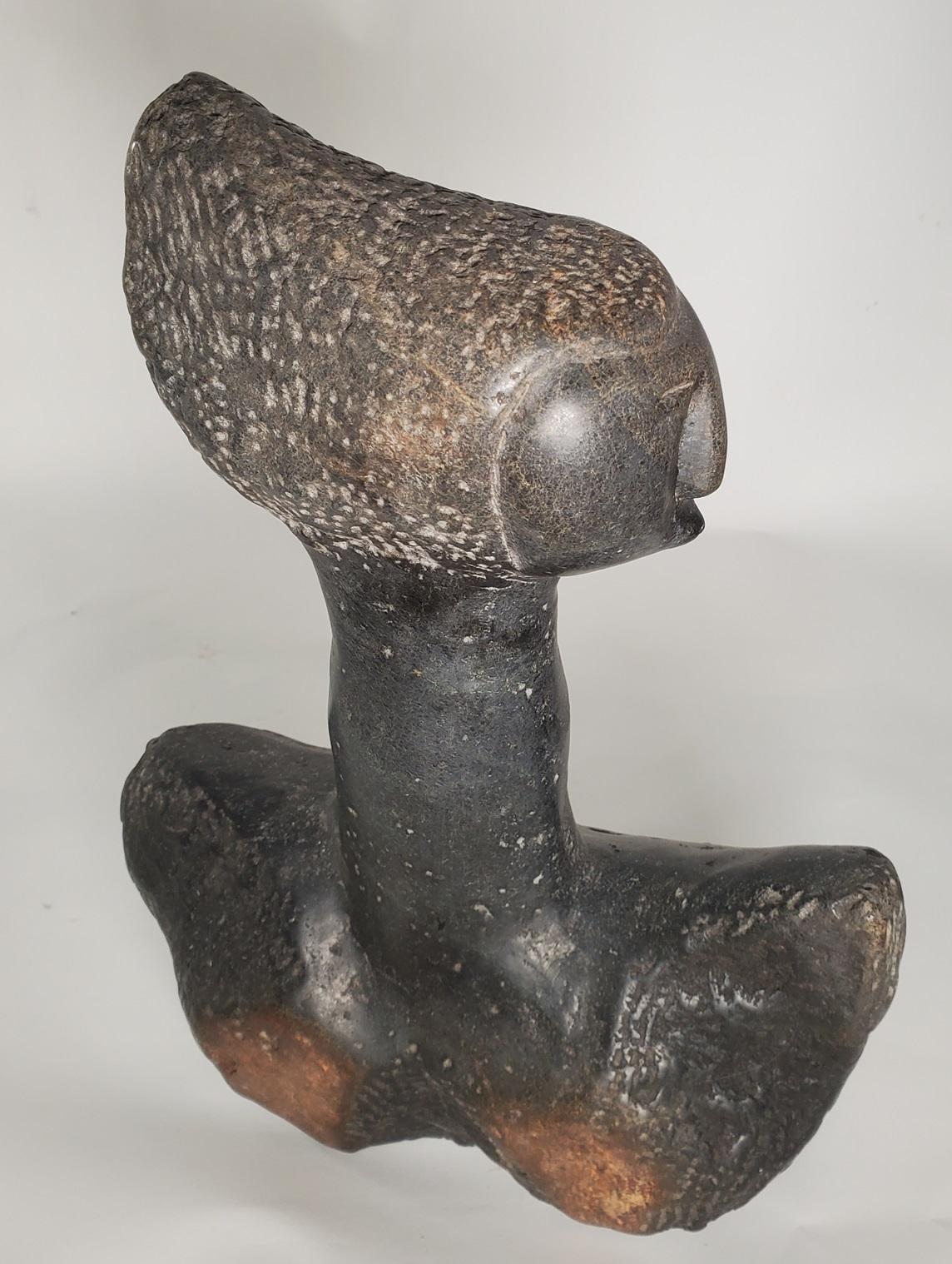 Figurative Sculpture Bernard Takawira - Femme à col long