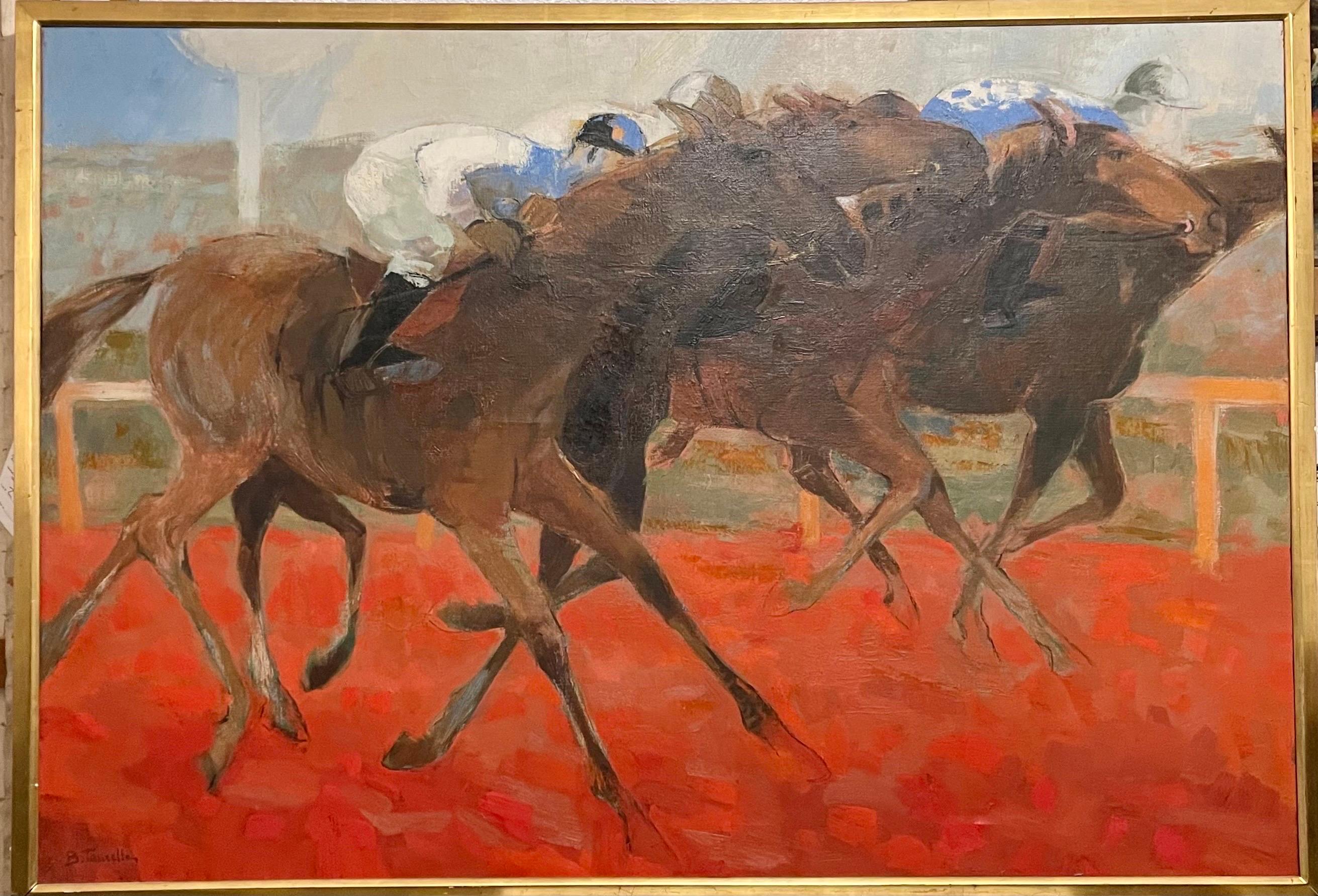 Large Fauvist French Post Impressionist Oil Painting Arabian Race Horses Jockeys 6