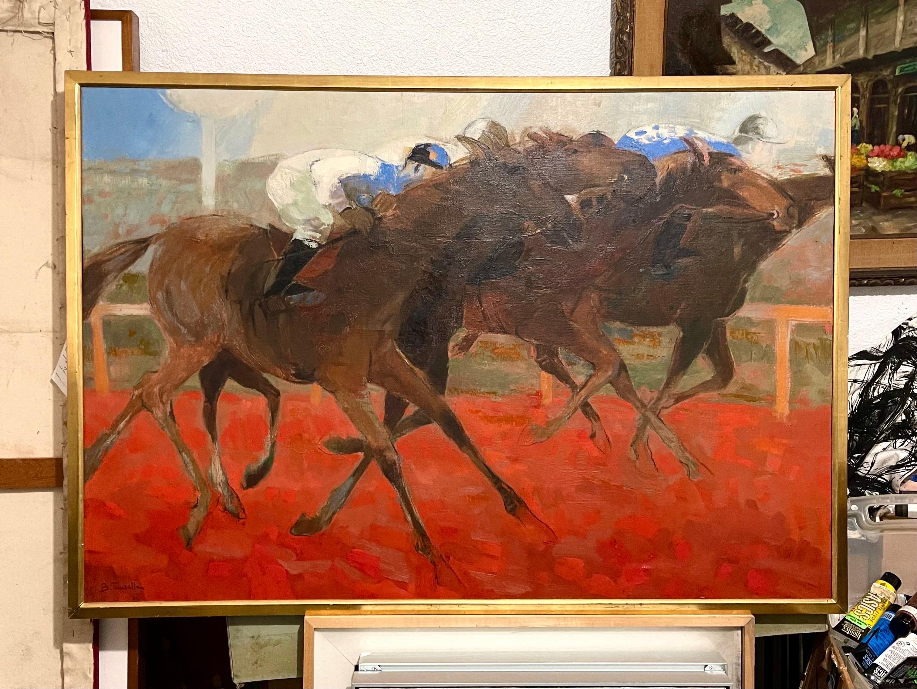 Large Fauvist French Post Impressionist Oil Painting Arabian Race Horses Jockeys 7
