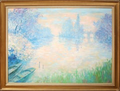 Le Plan D'eau de Maintenon, Impressionist Oil Painting by Bernard Taurelle