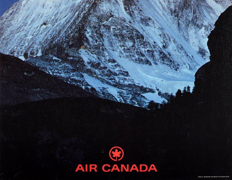 Original Vintage Travel Poster Switzerland Air Canada Zermatt Matterhorn Alps - Purple Print by Bernard Van Berg