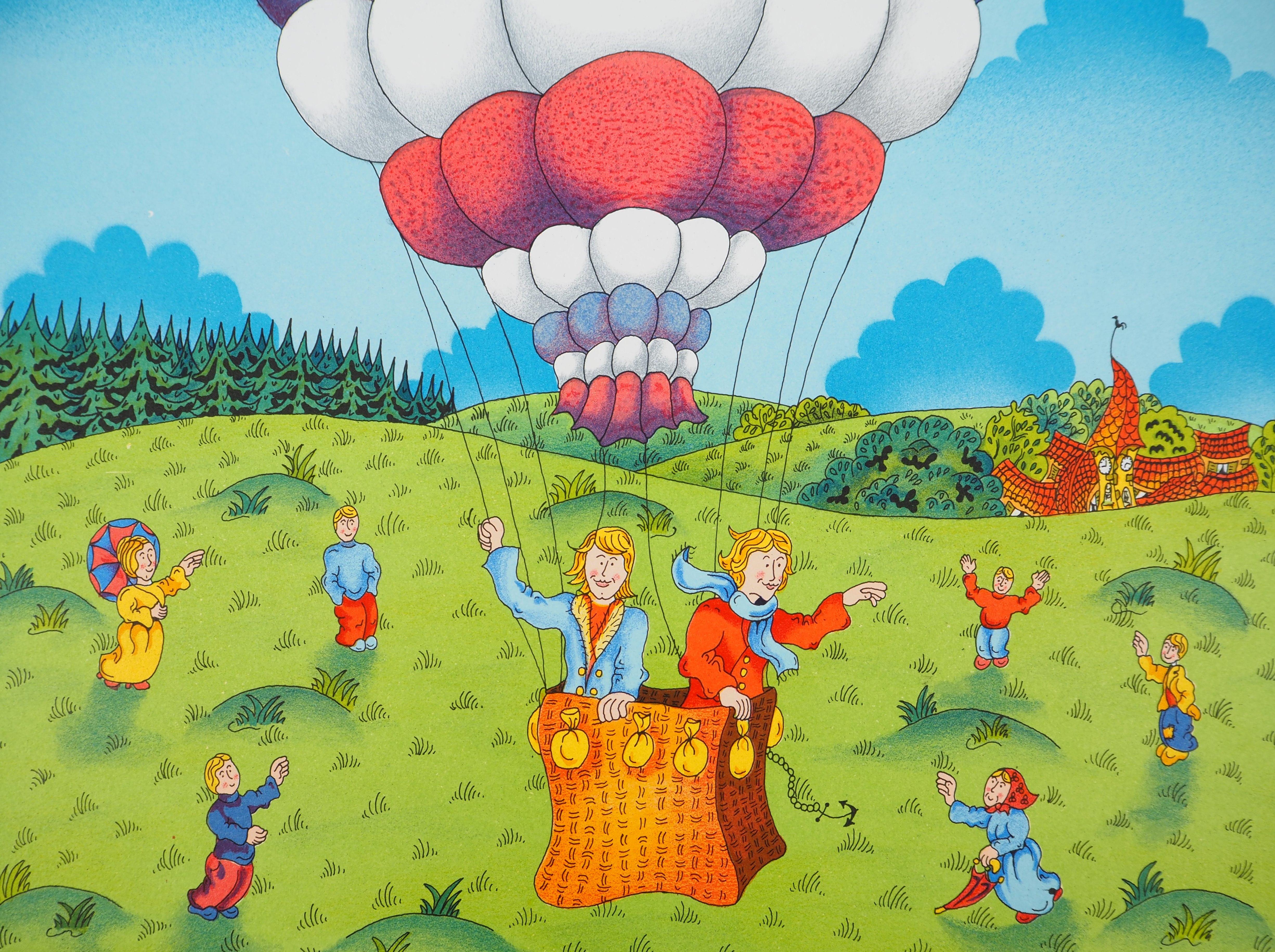 Naive Art : The Balloon - Original lithograph, Signed and Numbered / 100 For Sale 1