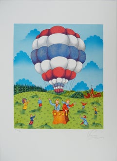Naive Art : El Globo - Litografía original, Firmada y Numerada / 100