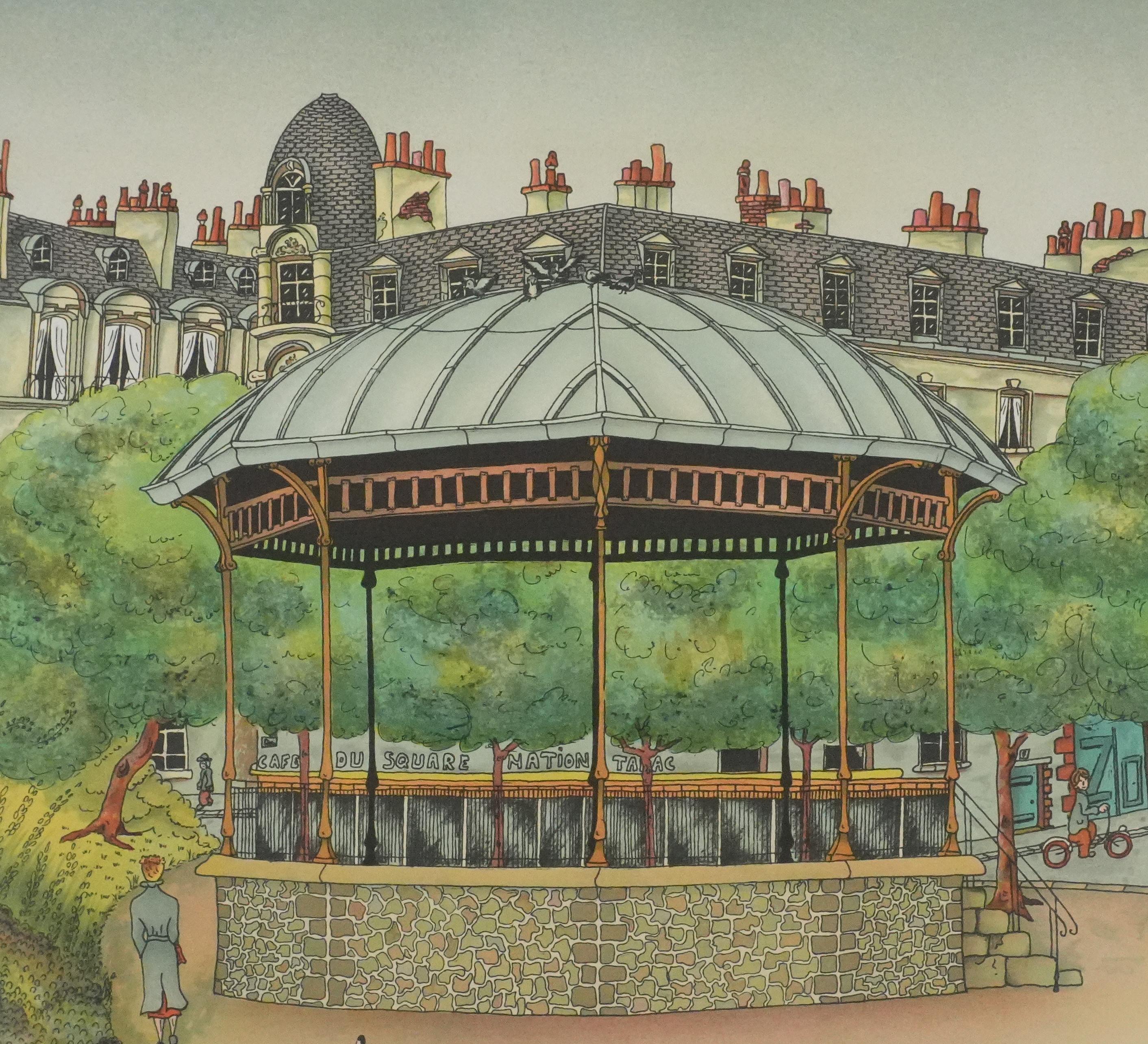 Bernard VERCRUYCE (1949-)
The Parisian Kiosk

Original lithograph
Signed in pencil
Numbered / 275 copies
On Arches vellum 56 x 76 cm (c. 22 x 29.9 in)

Excellent condition