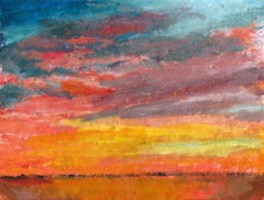 Rosa Sonnenaufgang, Gemälde, Acryl auf Papier