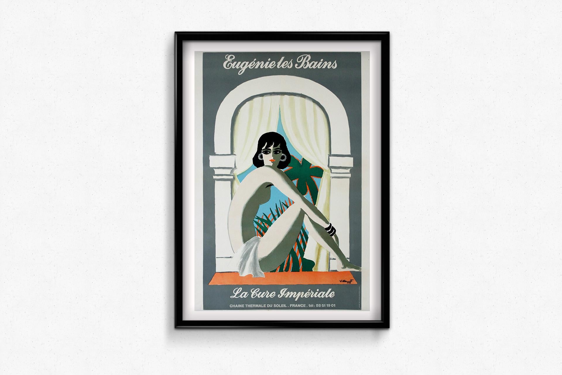1988 affiche originale de Bernard Villemot Eugénie Les Bains - La Cure Impériale en vente 3