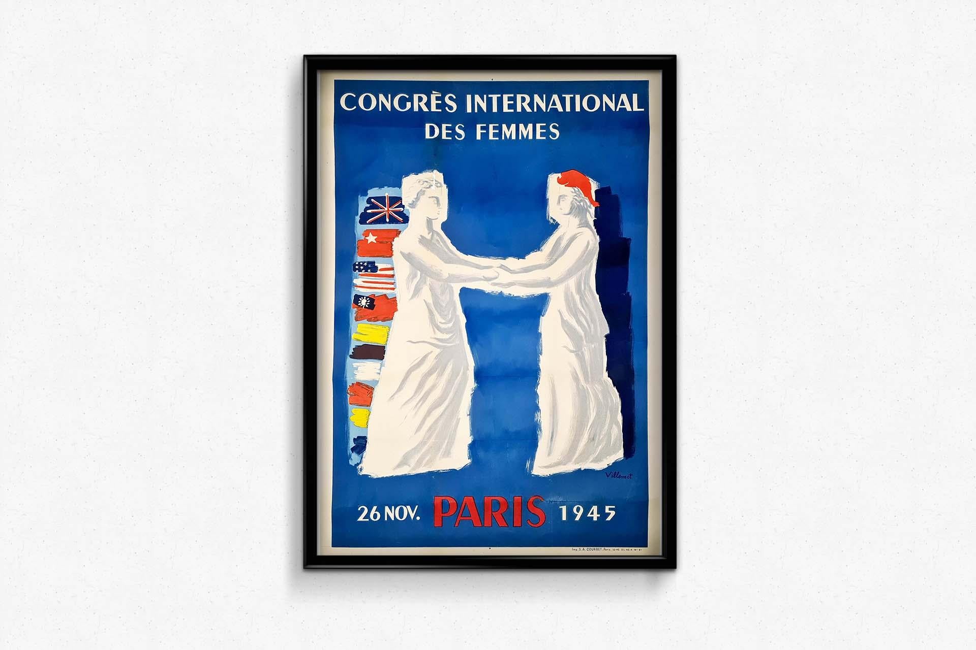 1945 original poster by Villemot for the International Women's Congress 2