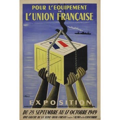 1949 Bernard Villemot Original Poster Pour l’équipement de l’Union Française