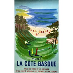 1955 Original Poster by Villemot for the tourism in the Basque Coast - SNCF