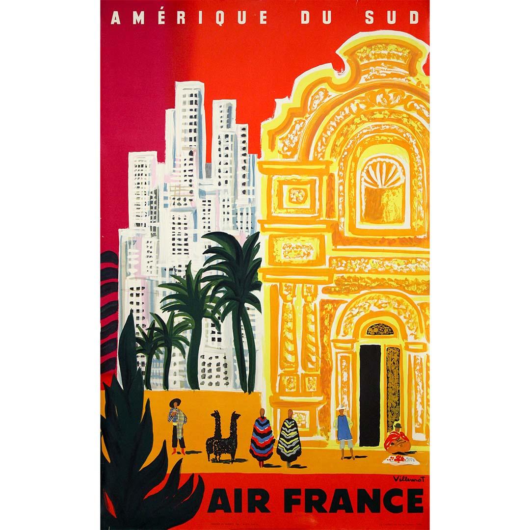 1958 Air France Original Poster South America Villemot Travel Art