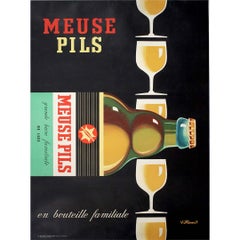 1959 original poster by Bernard Villemot fo Meuse Pils