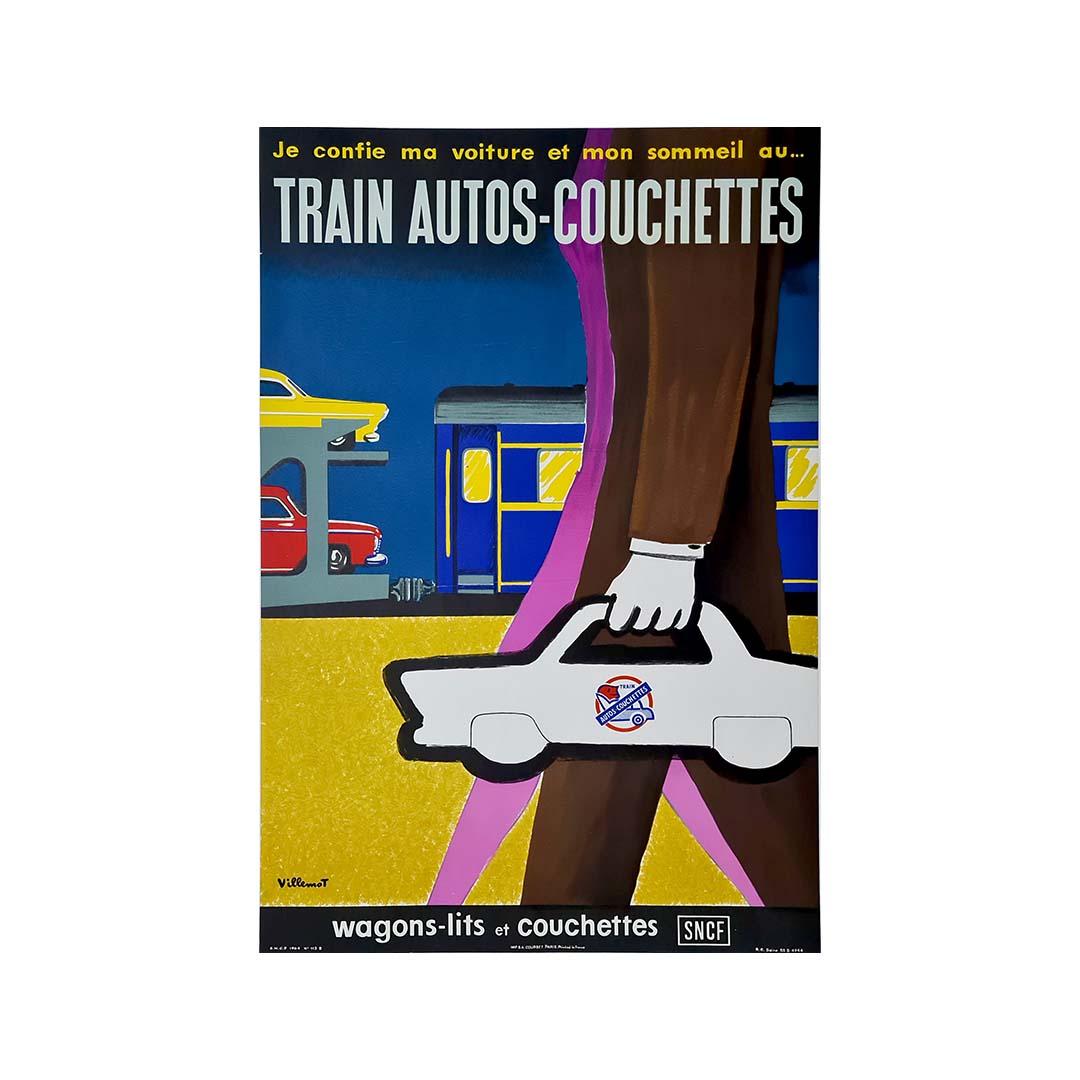 Affiche originale de Villemot pour les trains-Couchettes SNCF de 1964 en vente 2