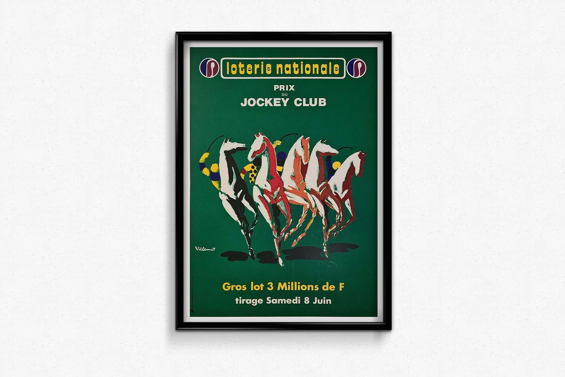 Affiche originale du Prix du Jockey Club de 1965 par Bernard Villemot en vente 3
