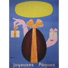1967 Joyeuses Pâques Original French Poster by Bernard Villemot