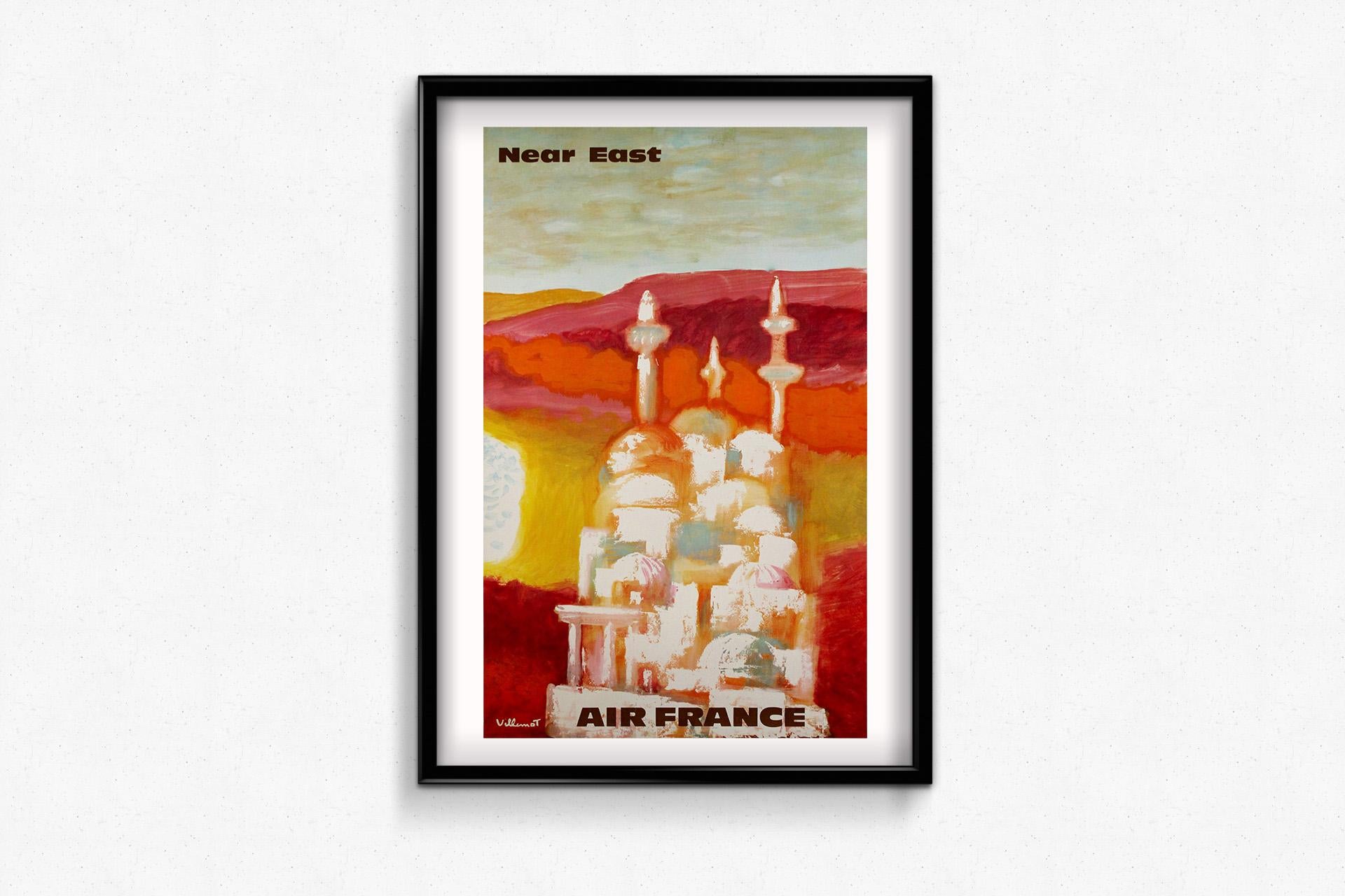 Originalplakat von Bernard Villemot für Air France Near East, 1967 im Angebot 1