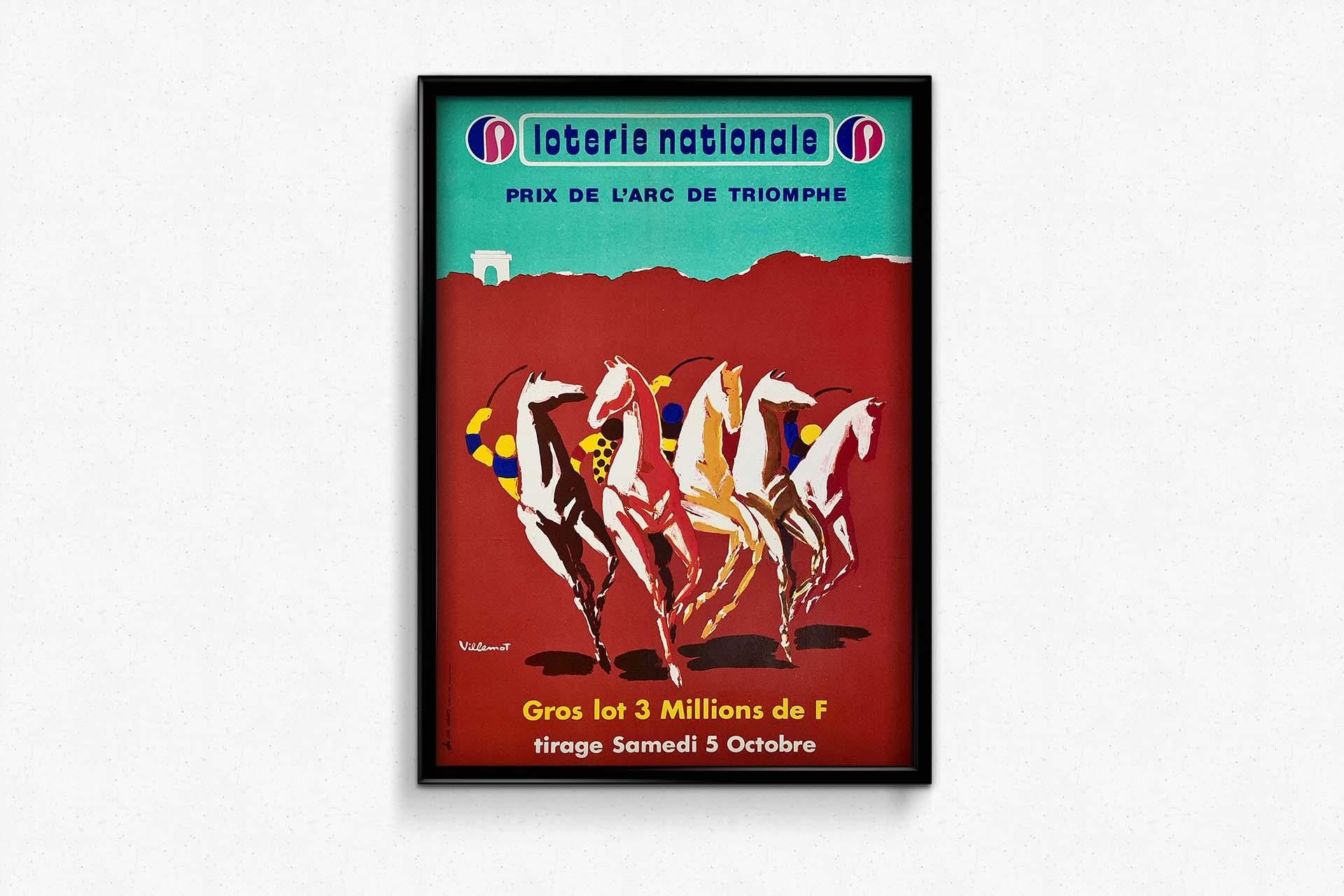 Manifesto originale del 1974 per il Prix de l'Arc de Triomphe di Bernard Villemot in vendita 3