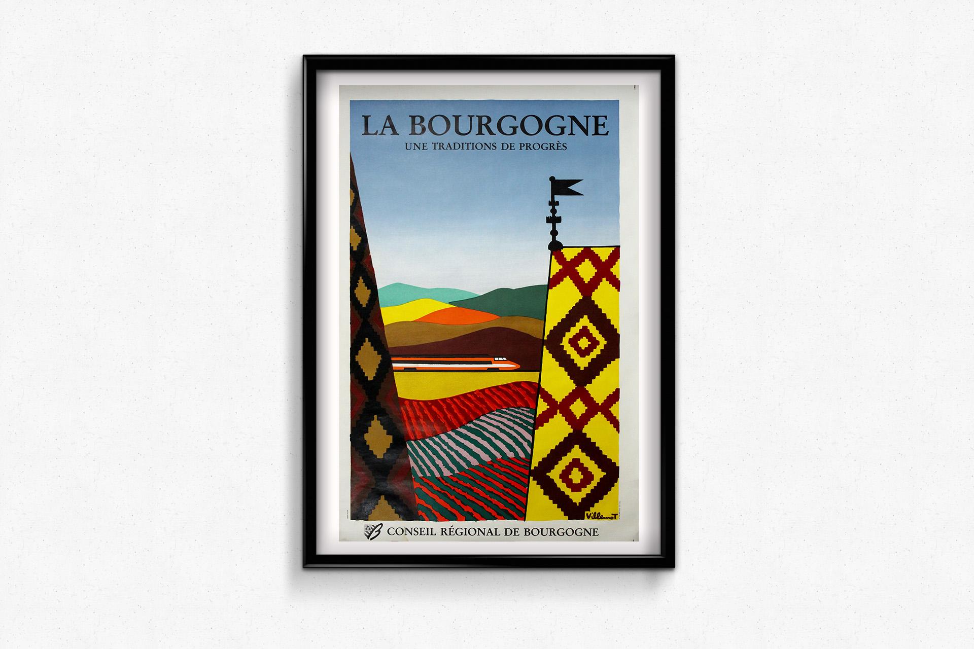 1984 Originalplakat von Bernard Villemot La Bourgogne une traditions de progrès im Angebot 1