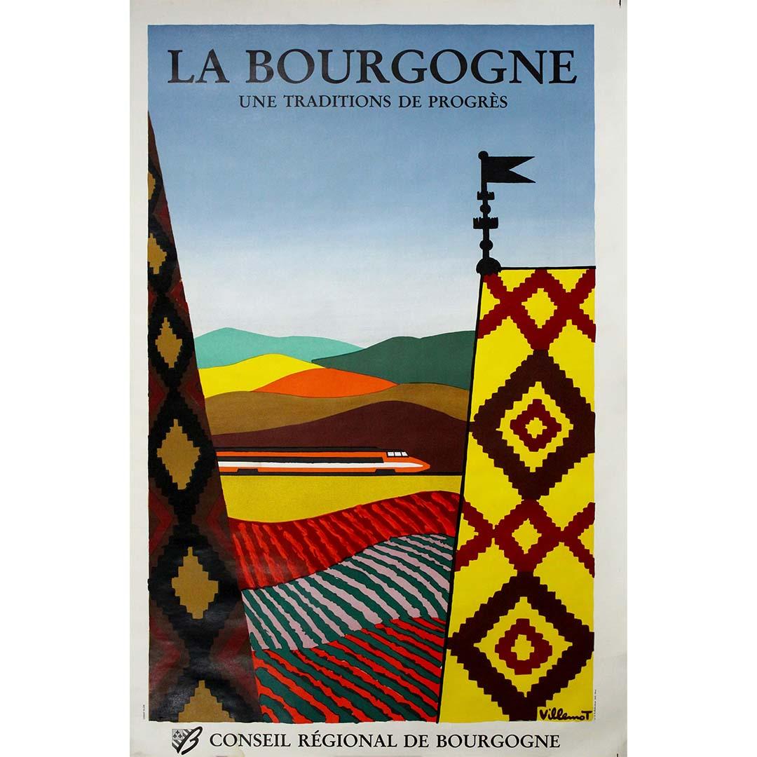 1984 original poster by Bernard Villemot La Bourgogne une traditions de progrès