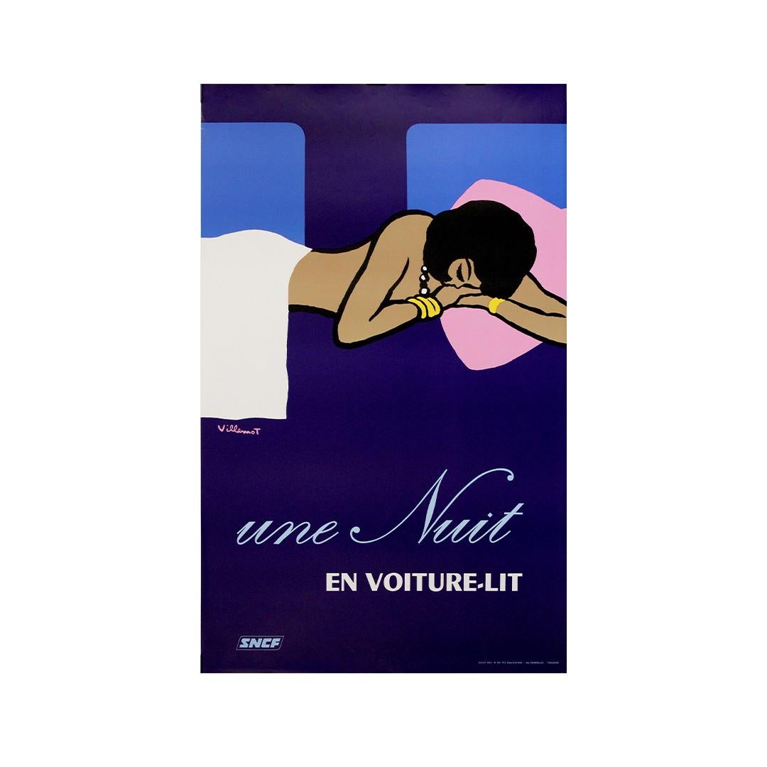 Bernard Villemot affiche iconique de 1973 pour le service des wagons-lits de la SNCF en vente 2