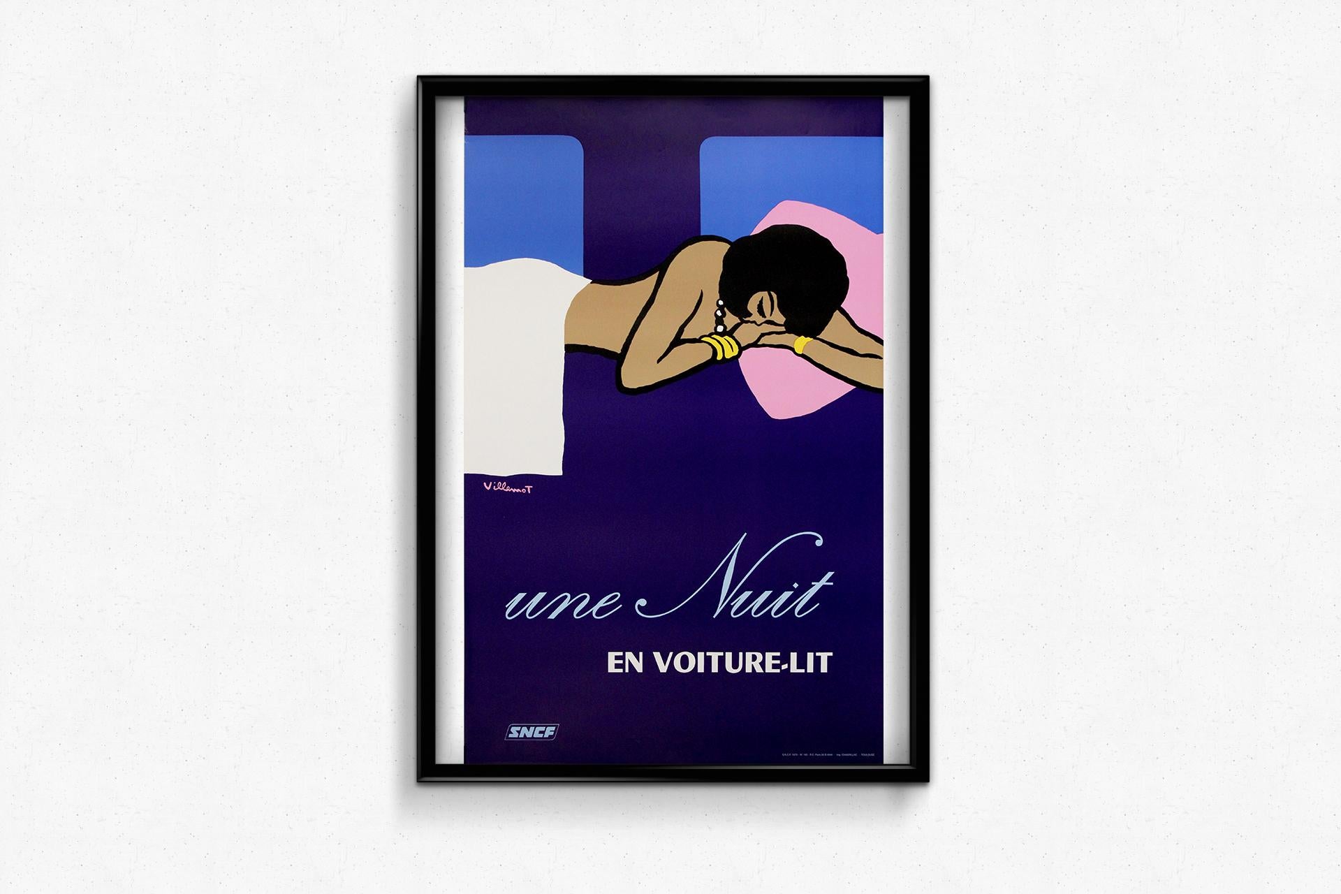 Bernard Villemot affiche iconique de 1973 pour le service des wagons-lits de la SNCF en vente 3