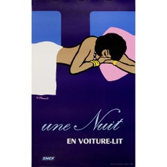 Bernard Villemot affiche iconique de 1973 pour le service des wagons-lits de la SNCF