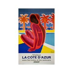 Bernard Villemot's 1968 original poster for SNCF French Riviera - Côte d'Azur