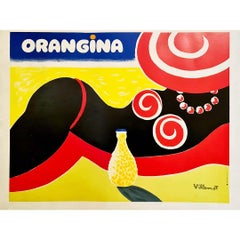 Circa 1980 original poster by Bernard Villemot Advertising Orangina