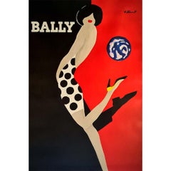 Fashion advertising poster by Bernard Villemot for the Swiss shoe brand Bally