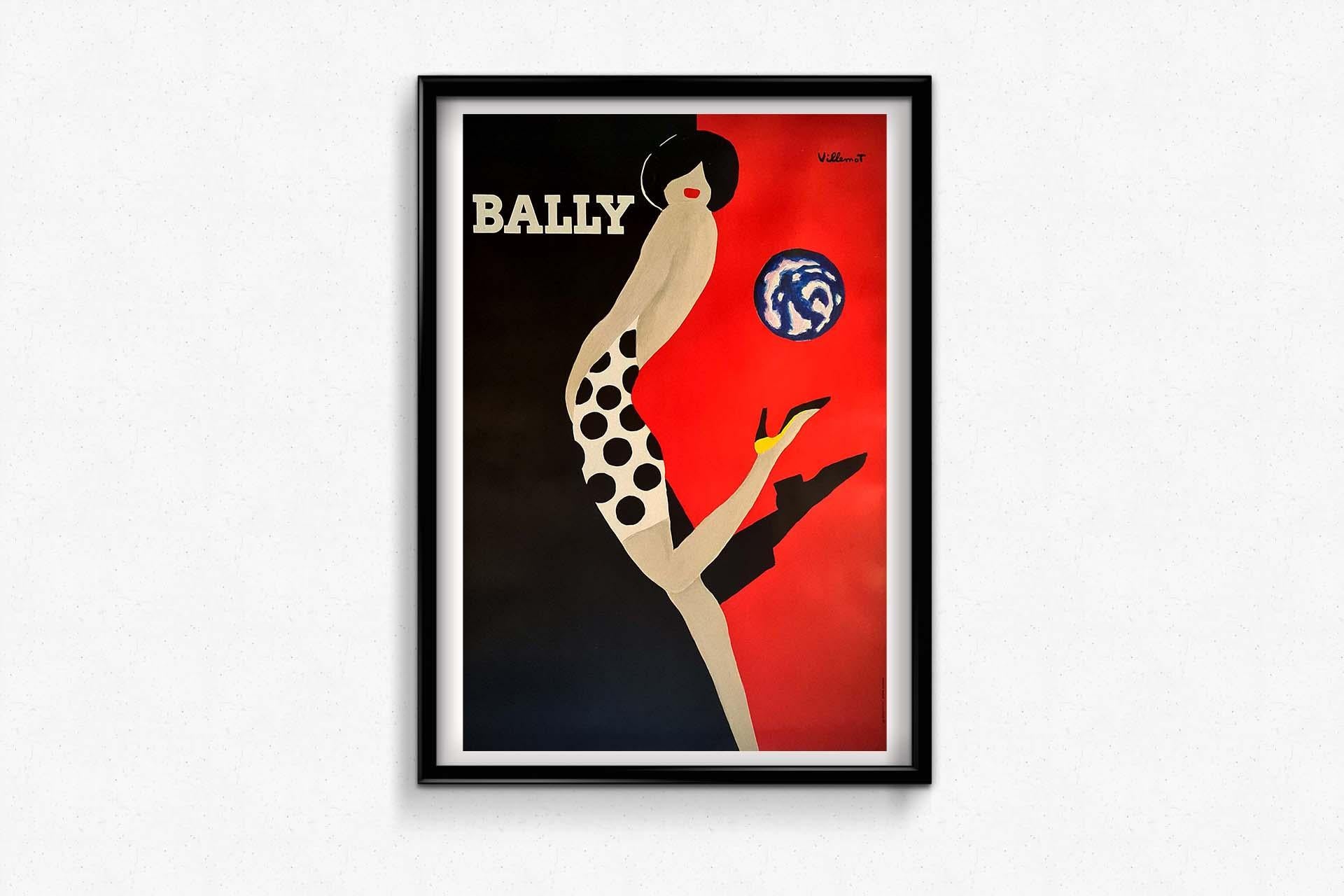 Fashion advertising poster by Bernard Villemot for the Swiss shoe brand Bally For Sale 3