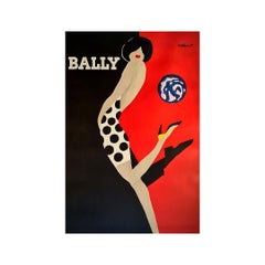 Fashion advertising poster by Bernard Villemot for the Swiss shoe brand Bally