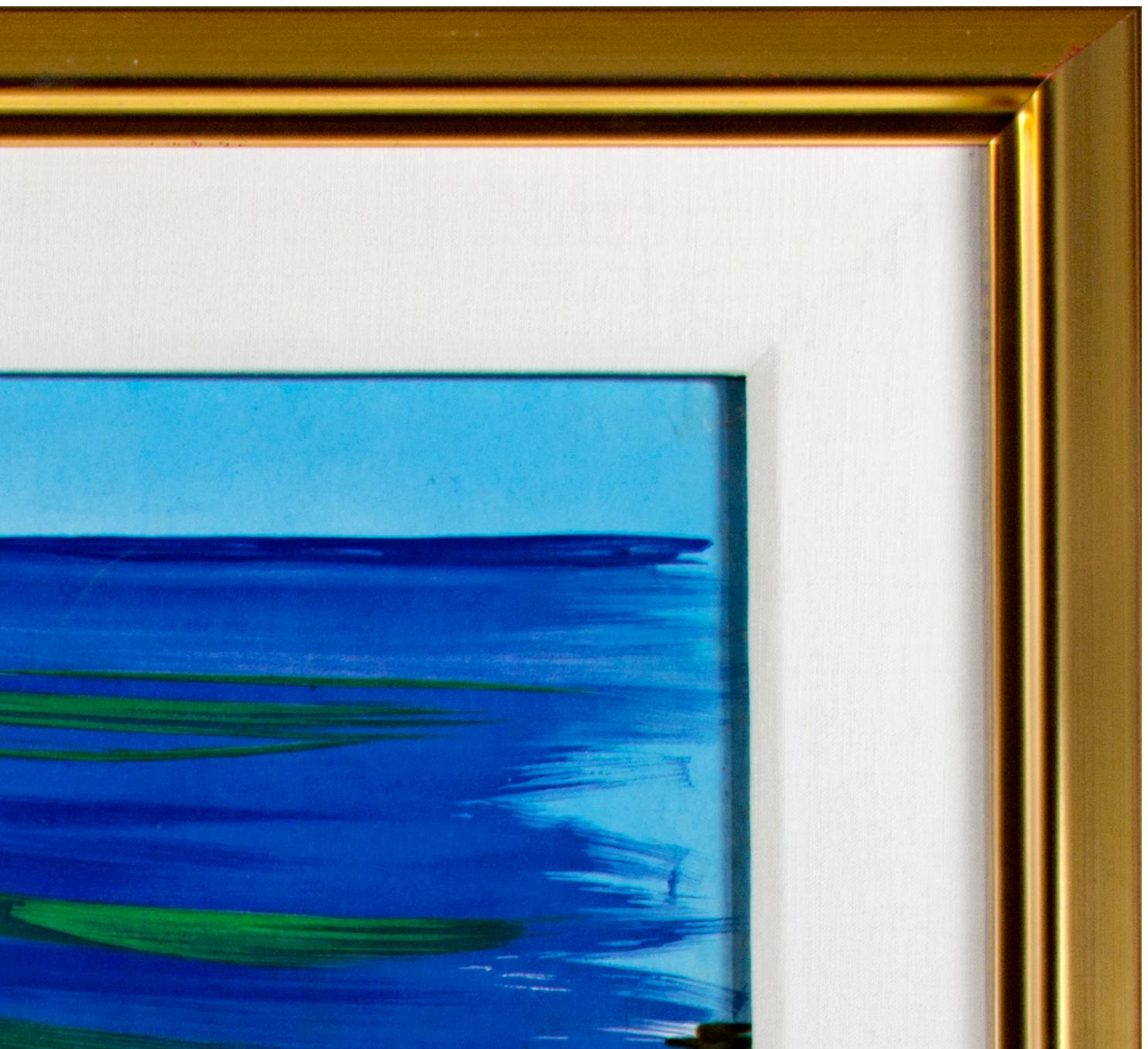 'La Côte Basque' cartel de viaje litografía original con playa y golf - Landscape Print Negro de Bernard Villemot