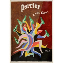 Poster pubblicitario originale di Bernard Villemot del 1979 per Perrier