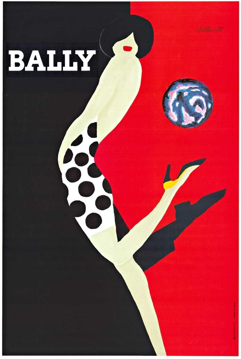 Figurative Print de Bernard Villemot - Cartel original de moda vintage Bally-Chaussures-Globe