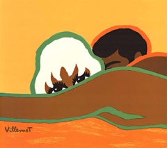 Poster d'epoca Bergasol originale  Villemot  Protezione solare