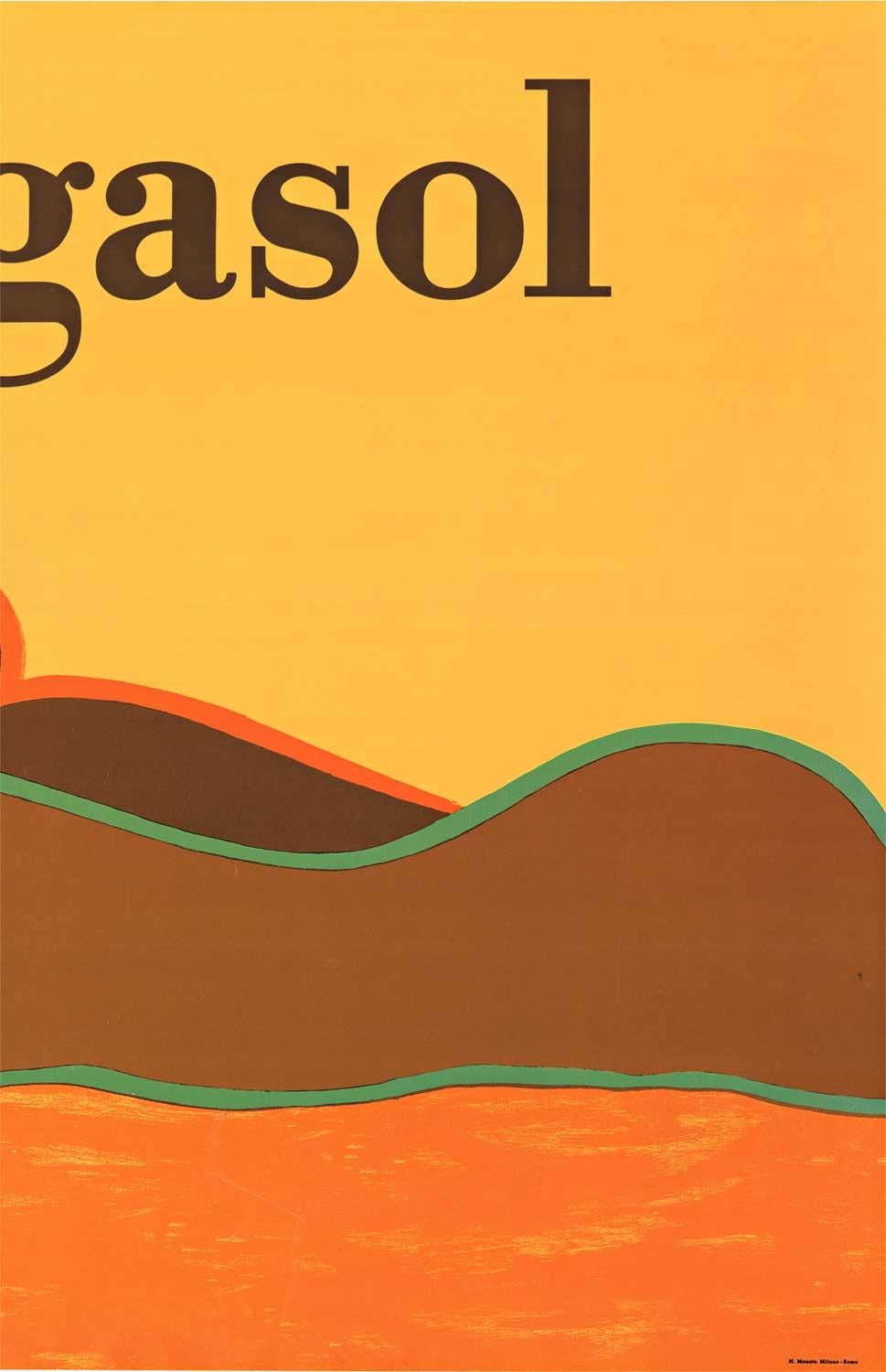 Original Bergasol-Vintage-Poster, Bergasol  Villemot  Sonnenschutz (Orange), Nude Print, von Bernard Villemot
