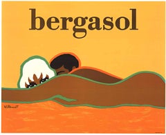 Affiche vintage d'origine Bergasol Villemot Écran solaire