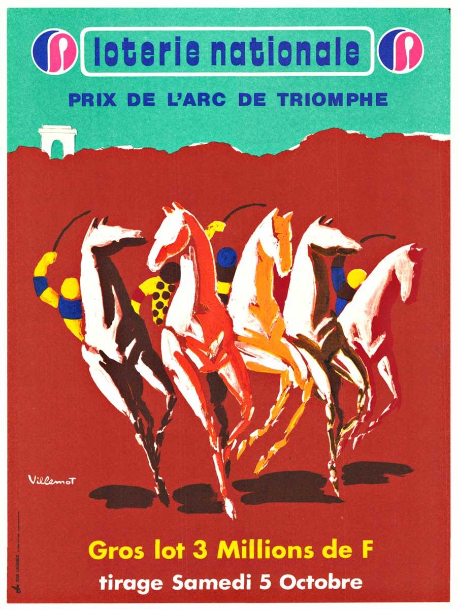Cartel original de época Loterie nationale L'arc de Triomphe