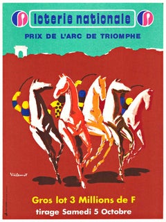 Poster vintage originale della Loterie nationale L'arc de Triomphe