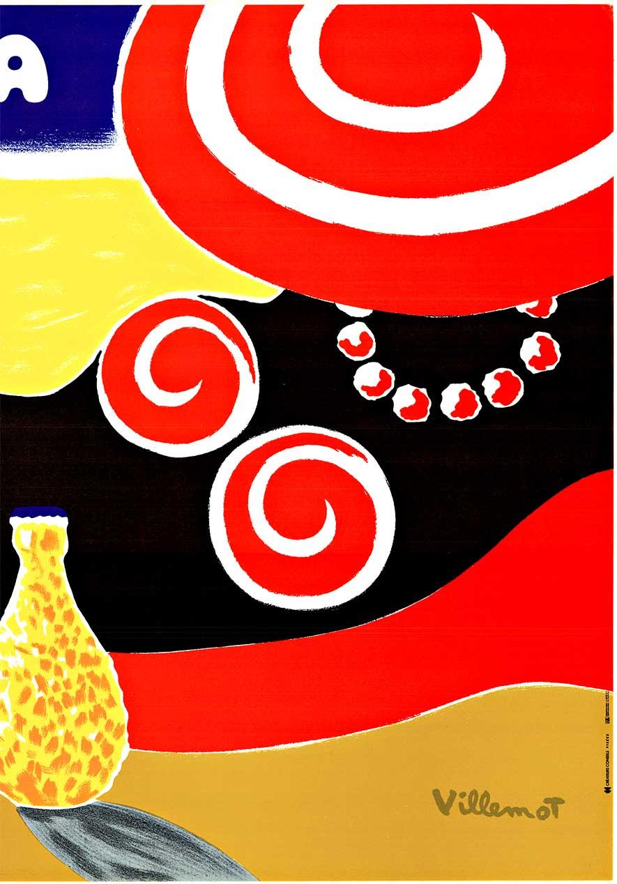 Originale Orangina Signora in spiaggia abbronzata, poster con bevanda all'arancia - Print Pop Art di Bernard Villemot