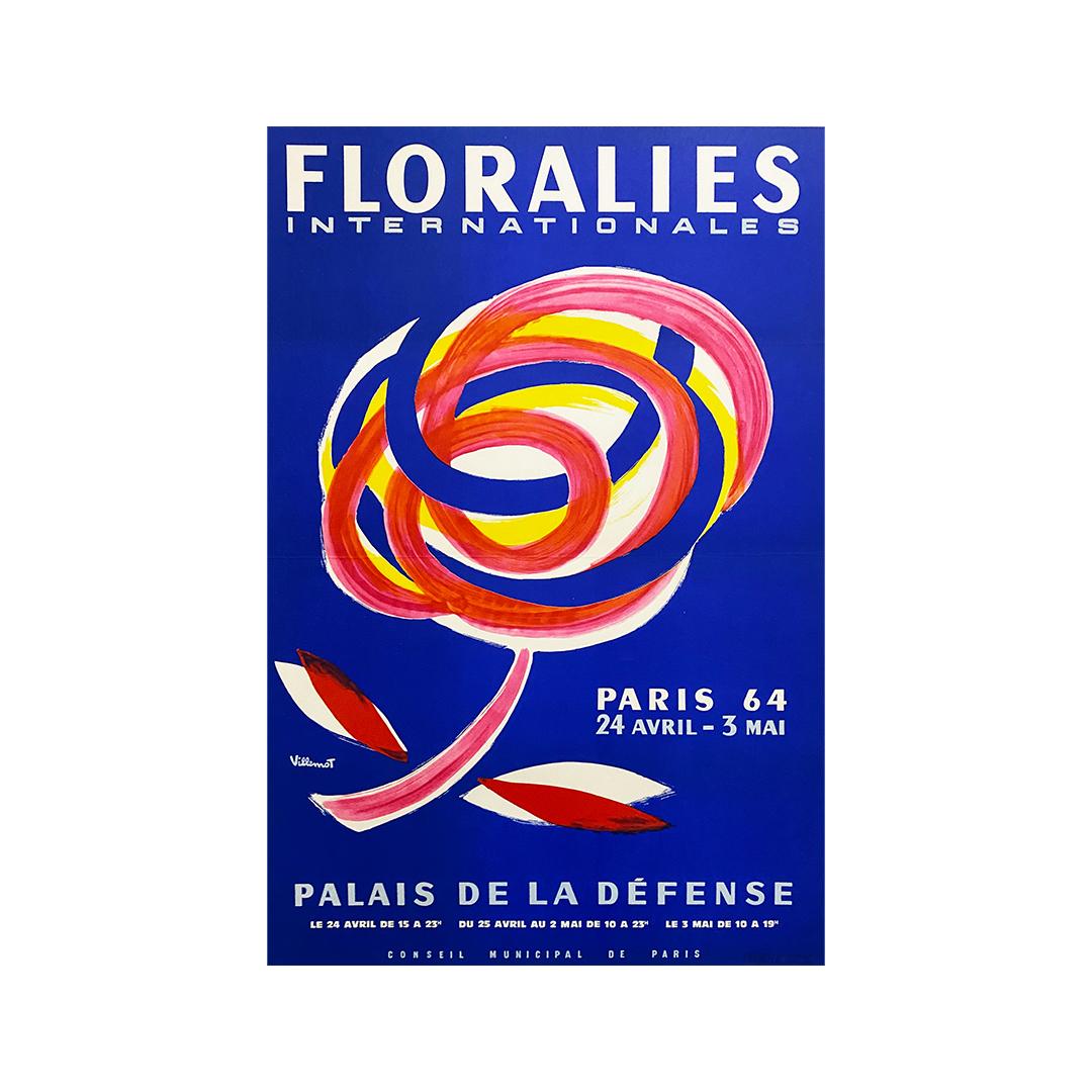 Poster originale di Bernard Villemot - Floralies Internationales Parigi 1964 in vendita 2