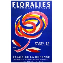 Vintage Original poster by Bernard Villemot - Floralies Internationales Paris 1964