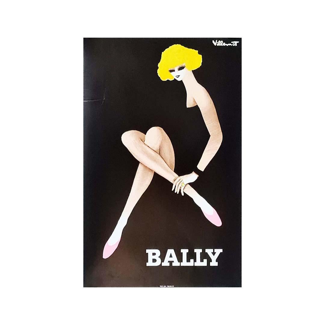 Original poster designed by Bernard Villemot - French Fashion - Bally For Sale 1