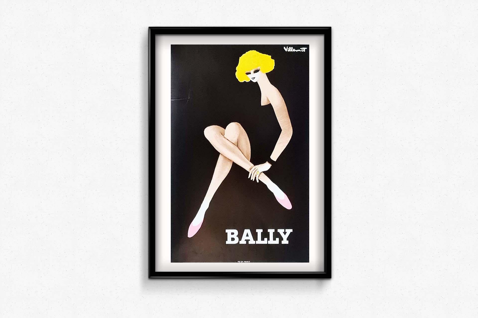 Original poster designed by Bernard Villemot - French Fashion - Bally For Sale 3