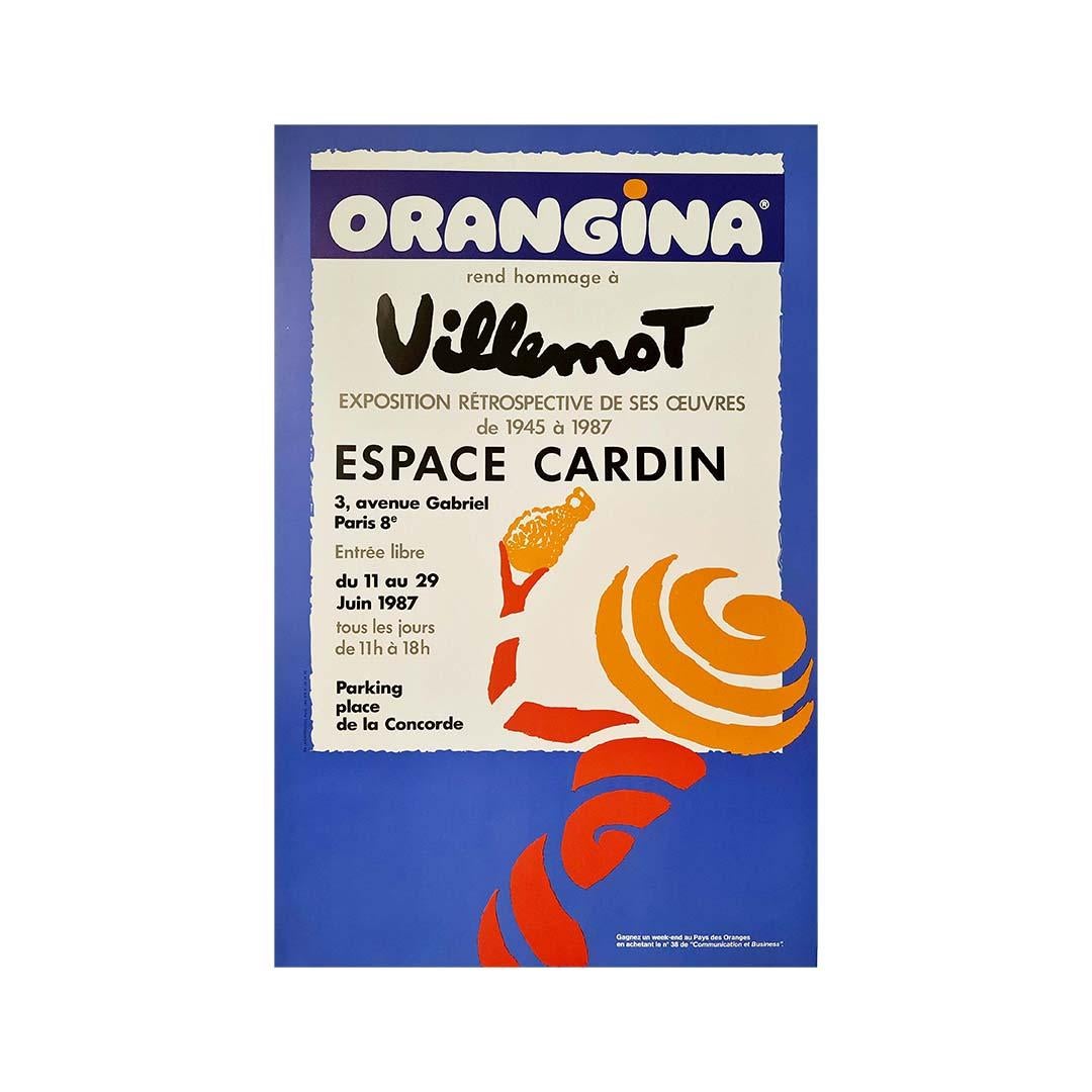 Original poster of retrospective exhibition of his works from 1945 to 1987 at the Espace Cardin. Orangina pays tribute to Bernard Villemot.
Bernard Villemot is one of the most important French graphic designers of the second half of the 20th