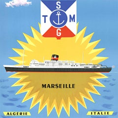 Original "SGTM" maritime cruise line vintage poster