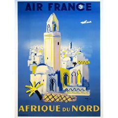 Original travel Poster by Villemot - Air France Afrique du nord - North Africa