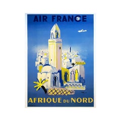 Vintage Original travel Poster by Villemot - Air France Afrique du nord - North Africa