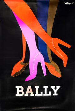 Original Vintage Poster Bally Shoes Fashion Style Graphic Design Advertising Art